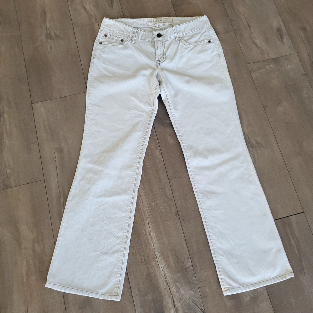 Loft Slim Boot Corduroy Pants Cream Women's Size 6P